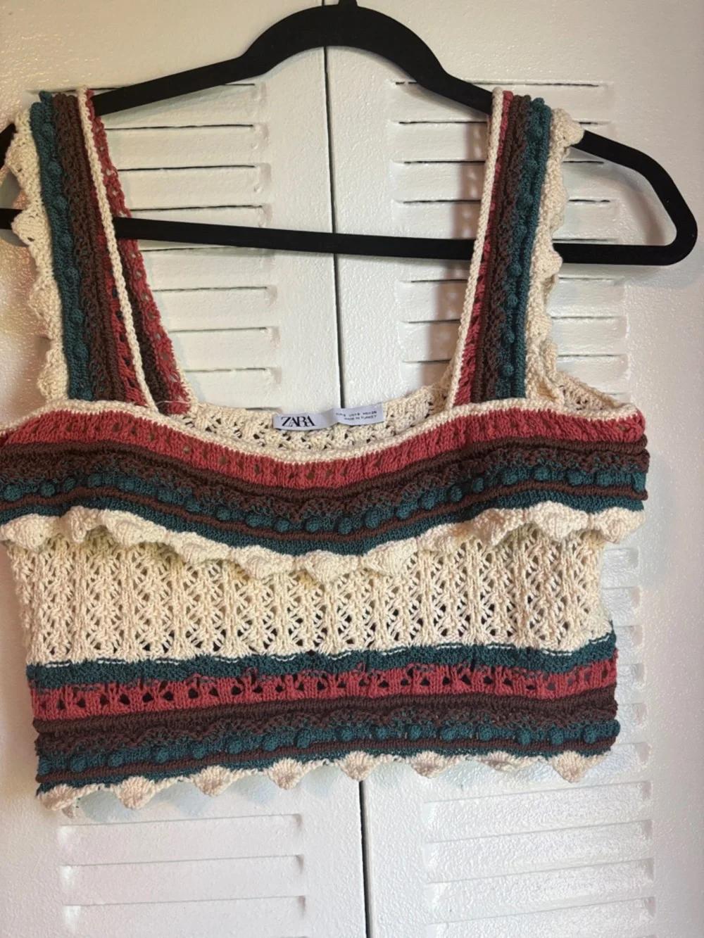 ZARA Boho Crochet Crop Top – Summer Luxe Knit in Earth Tones (Size S) - Picture 2 of 10